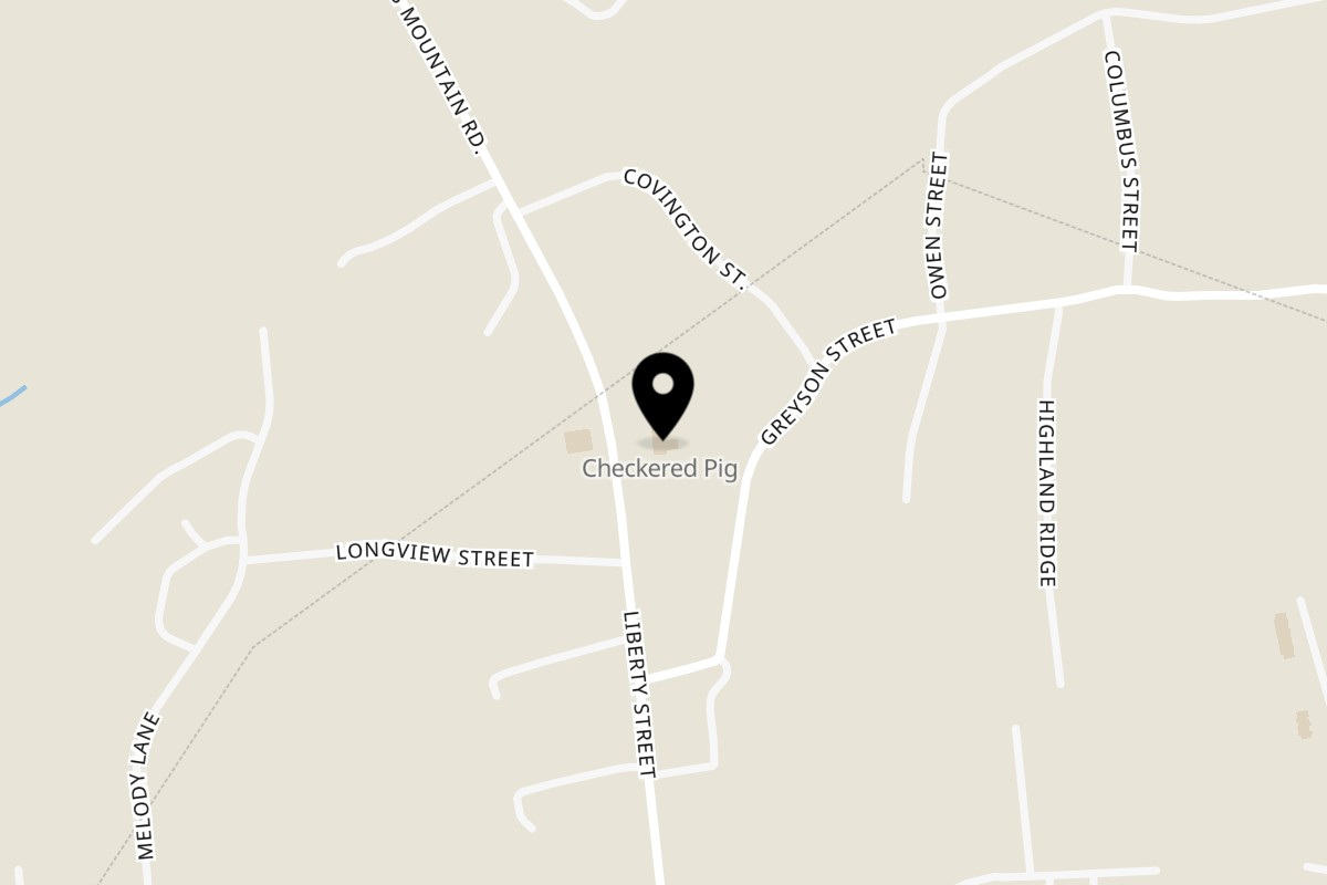 Map showing the location of Checkered Pig BBQ on 1014 Liberty St #1302 in Martinsville